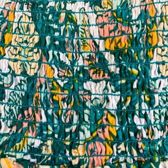 Tommy Bahama Girls Smocked Tank Romper Green Pink Tropical Print Sz 4T - Picture 8 of 15